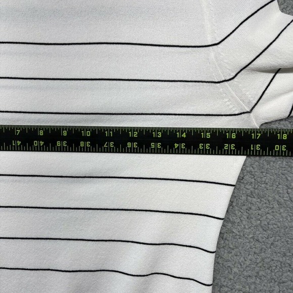 White House Black Market Women Blouse White Striped Beaded Long Sleeve Size XS - Picture 9 of 12